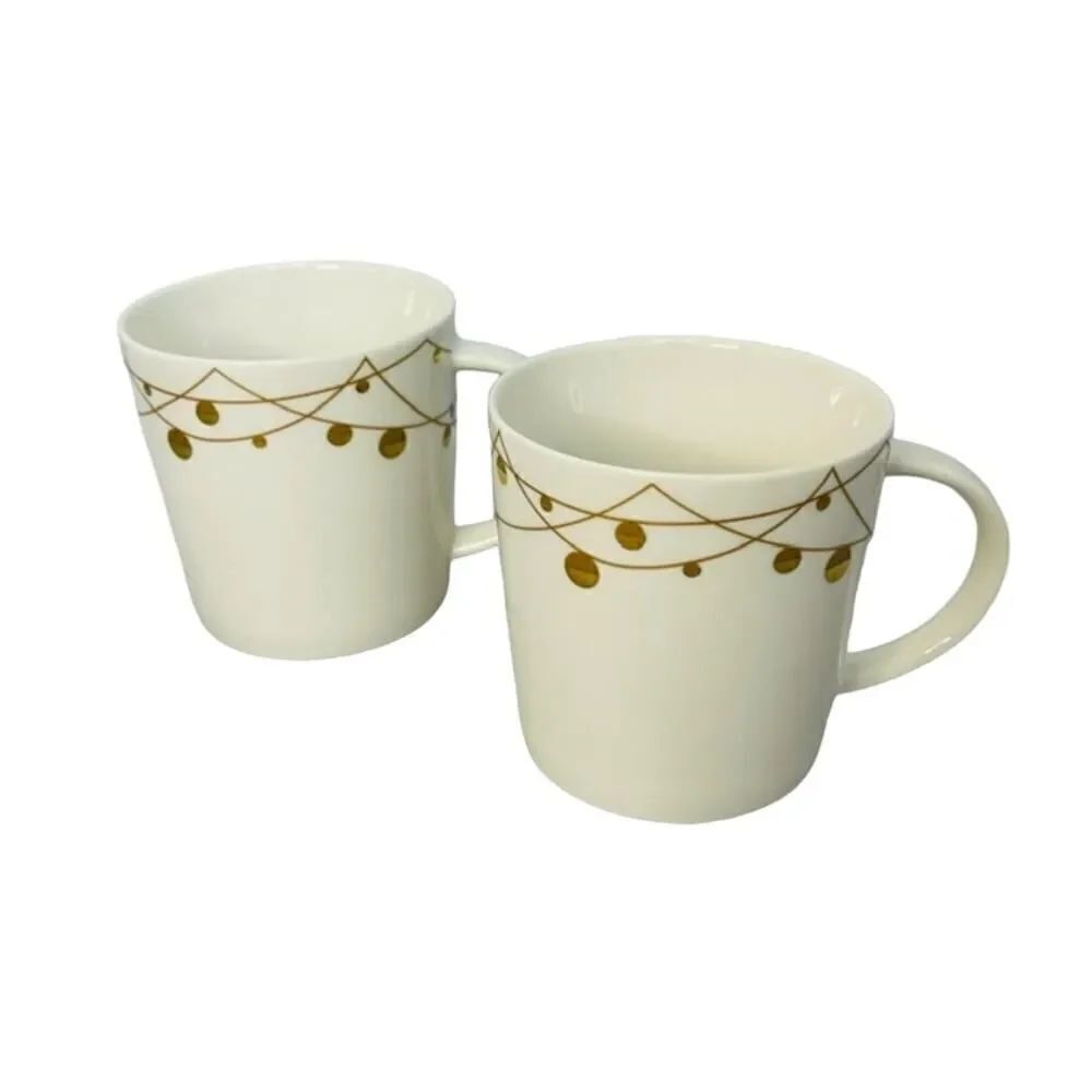 Starbucks Holiday Gold String Lights Coffee Cup Mug 14oz, 2012 (set of 2!)